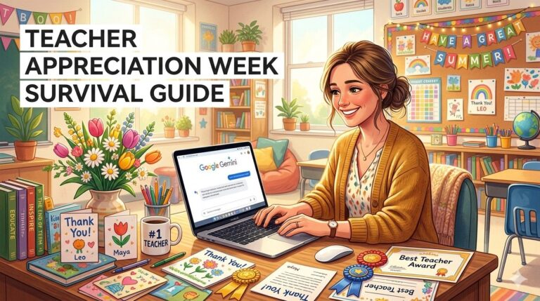 Teacher Appreciation Week: How Gemini Saved My Sanity in the Crazy Final Stretch of the School Year (15 Lazy Prompts You’ll Actually Use)